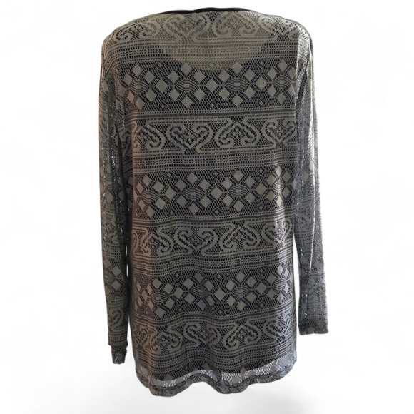 Vtg Y2K AGB Byer California Women's L Silver Lace Overlay Top w/ Black Tank USA - Picture 3 of 15